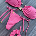 Pembe Straplez tanga bikini (toka hediyeli )