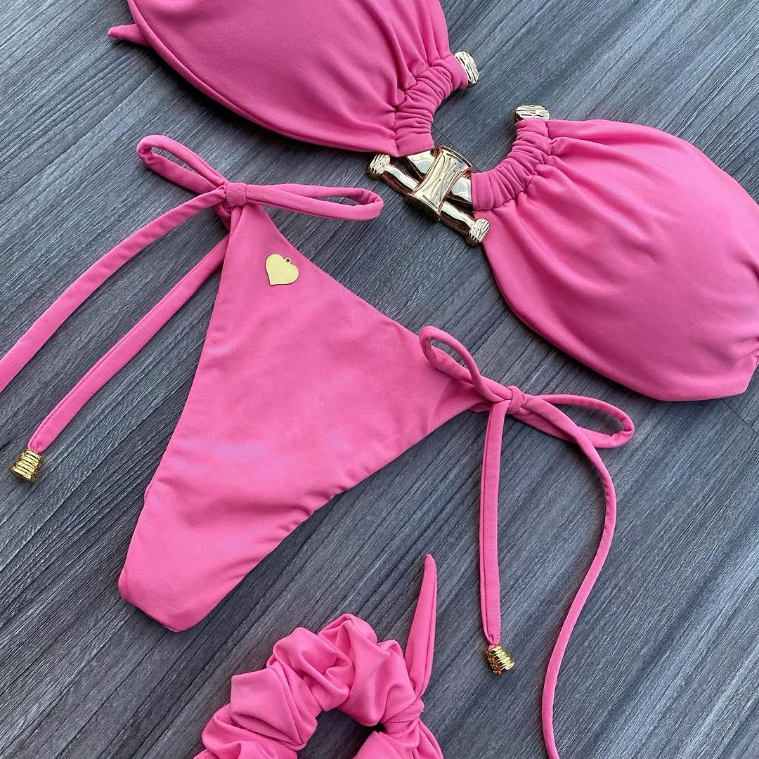 Pembe Straplez tanga bikini (toka hediyeli )